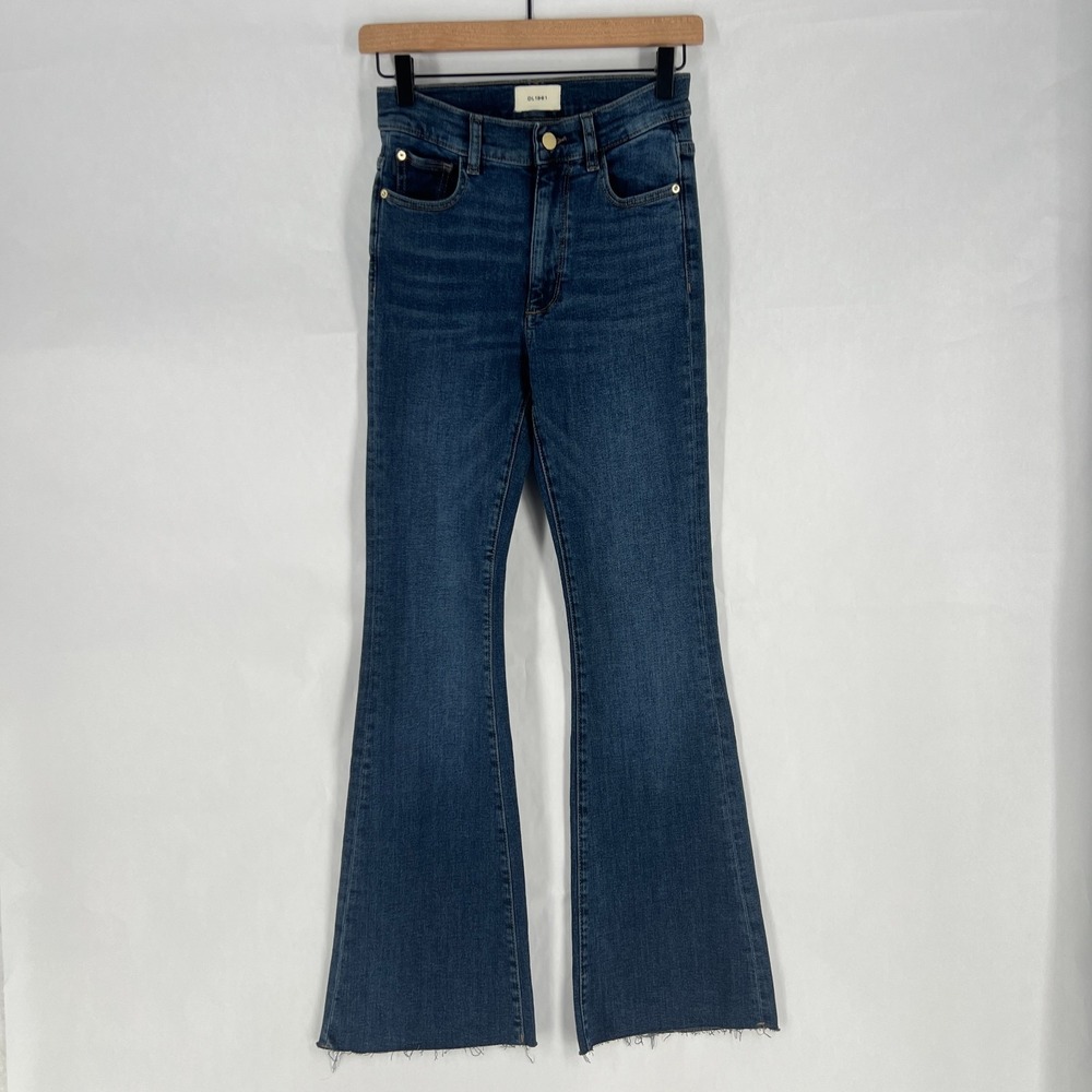 DL1961 Jeans Womens 24 Blue Denim Medium Wash High Rise Bootcut Leg Cutoff Hem